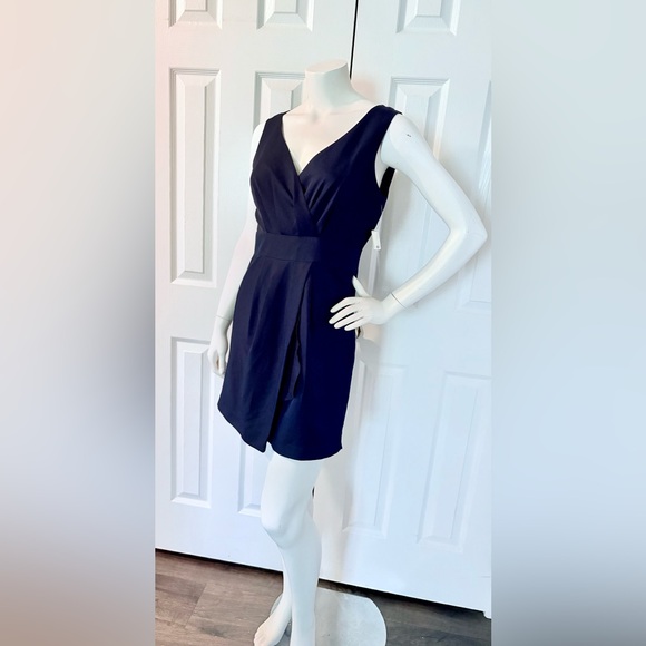 ALFRED SUNG Navy Mini Dress V-neck Sleeveless - New with Tags - Picture 4 of 9